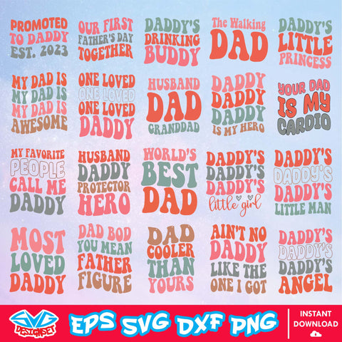 Retro Father's Day Bundle Svg, Dxf, Eps, Png, Clipart, Silhouette, and Cut files for Cricut & Silhouette Cameo 1 - SVGDesignSet