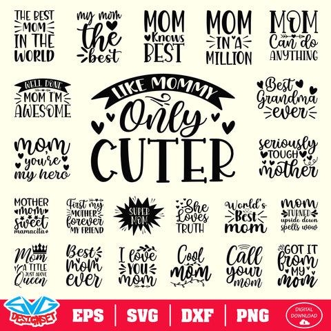 Happy Mother's Day Bundle Svg, Dxf, Eps, Png, Clipart, Silhouette and Cutfiles #1a - SVGDesignSets