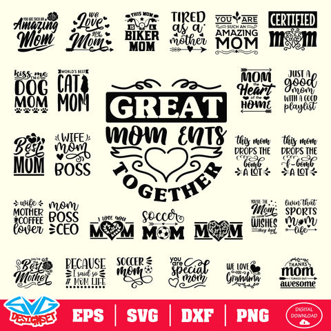 Happy Mother's Day Bundle Svg, Dxf, Eps, Png, Clipart, Silhouette and Cutfiles #1B - SVGDesignSets