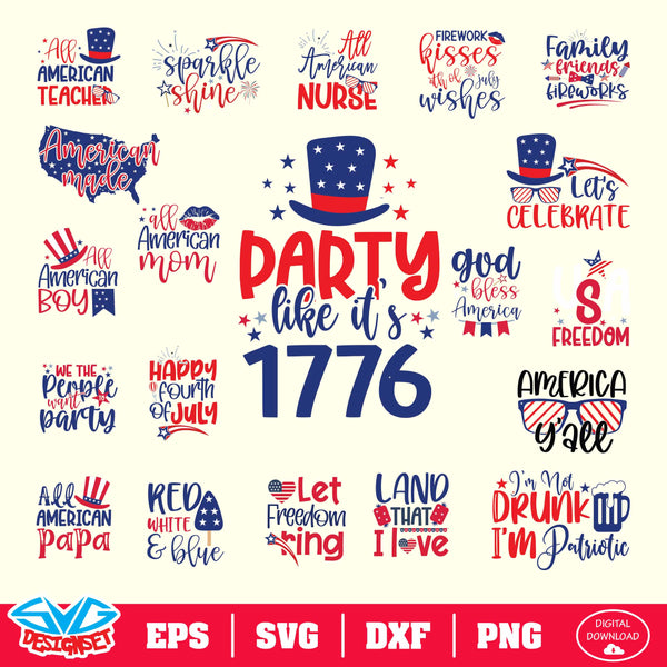 Fourth of July Big Bundle Svg, Dxf, Eps, Png, Clipart, Silhouette and Cutfiles 2 - SVGDesignSets