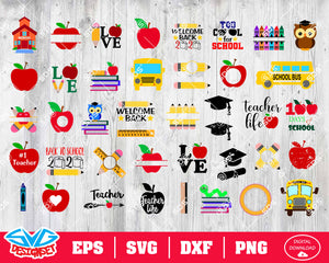 Back to School Svg, Dxf, Eps, Png, Clipart, Silhouette and Cutfiles #1 - SVGDesignSets