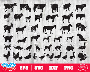 Farm animals Svg, Dxf, Eps, Png, Clipart, Silhouette and Cutfiles - SVGDesignSets