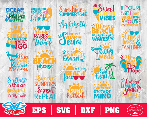 Summertime Quotes Bundle Svg, Dxf, Eps, Png, Clipart, Silhouette and Cutfiles - SVGDesignSets