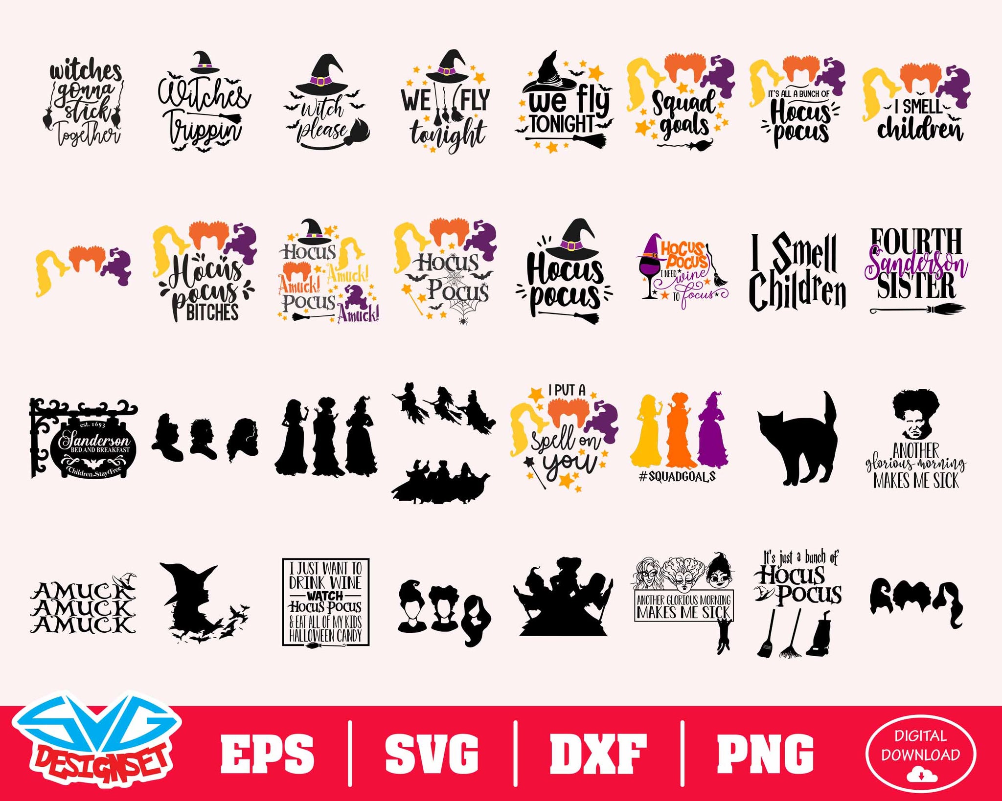 Hocus pocus Svg, Dxf, Eps, Png, Clipart, Silhouette and Cutfiles #4 - SVGDesignSets