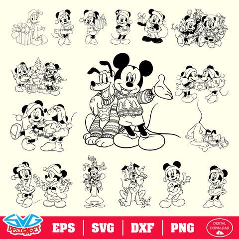 Disney Christmas Bundle Svg, Dxf, Eps, Png, Clipart, Silhouette and Cutfiles #002 - SVGDesignSets