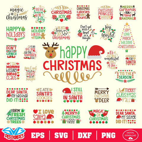 Christmas Bundle Svg, Dxf, Eps, Png, Clipart, Silhouette and Cutfiles #012 - SVGDesignSets