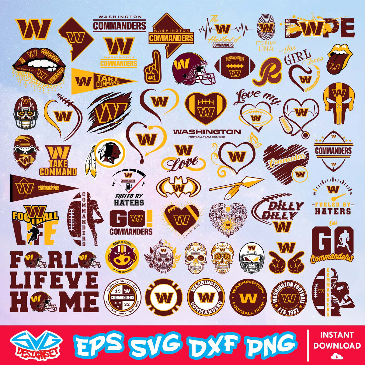 Washington Commanders NFL Team SVG Graphic Designs Files