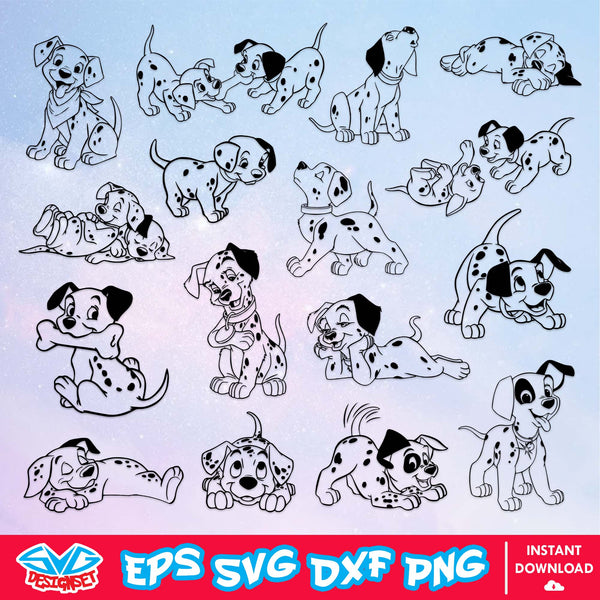 101 Dalmatians Svg, Dxf, Eps, Png, Clipart, Silhouette and Cut files for Cricut , Silhouette Cameo 2 - SVGDesignSet