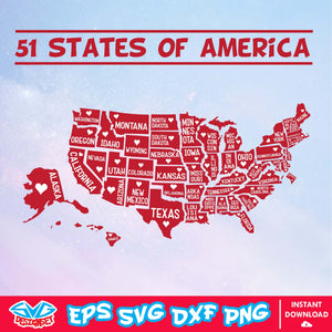 51 State of America Svg, Dxf, Eps, Png, Clipart, Silhouette and Cut files for Cricut & Silhouette Cameo - SVGDesignSet