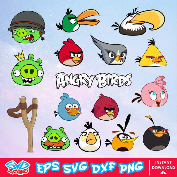 Angry birds Svg, Dxf, Eps, Png, Clipart, Silhouette, and Cut files for Cricut, Silhouette Cameo -SVGDesignSet