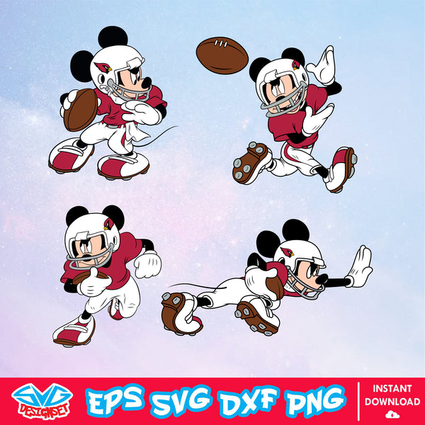 Arizona Cardinals Mickey Mouse Disney SVG, NFL SVG, Disney SVG, Vector, Cricut, Cut Files, Clipart, Digital Download - SVGDesignSet
