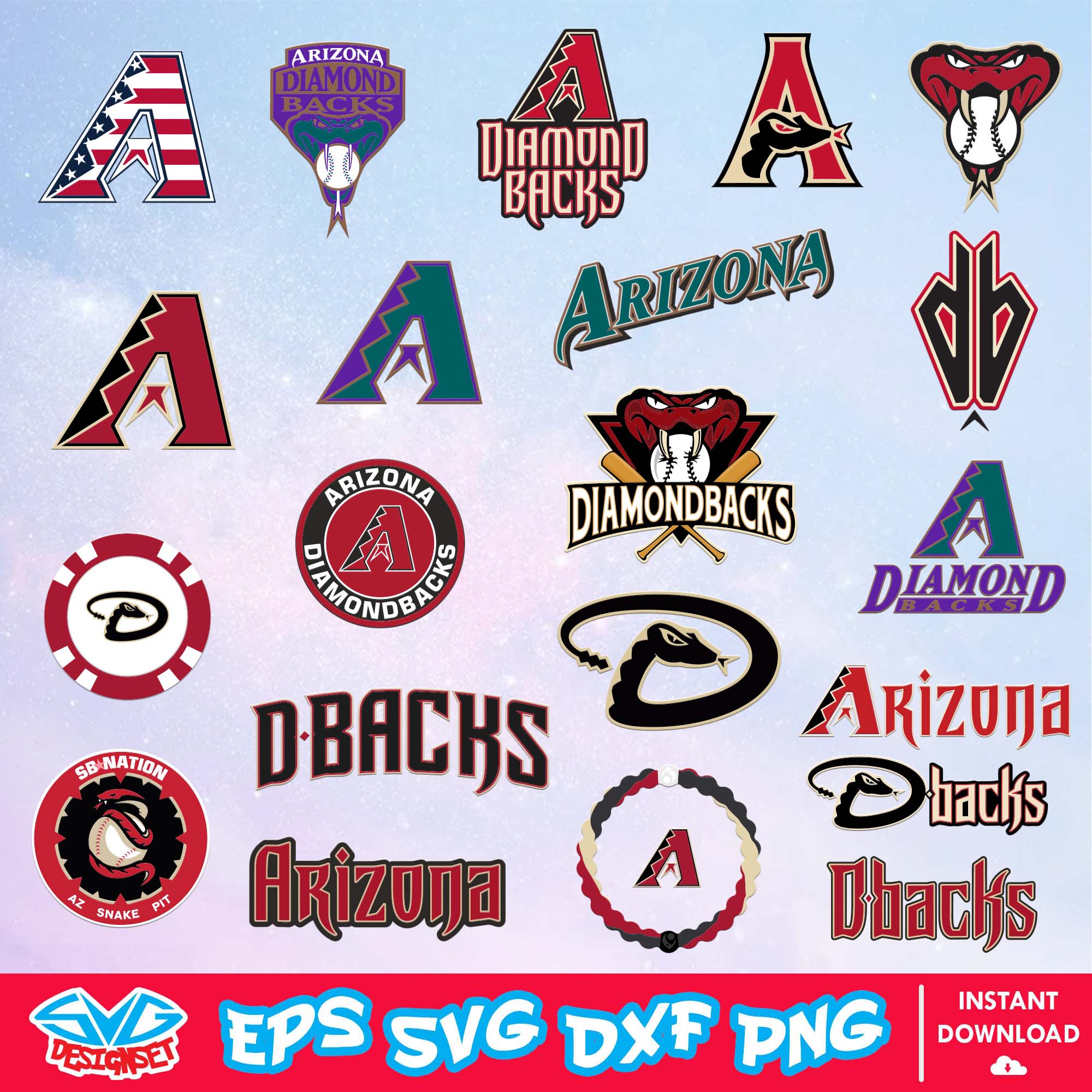 Arizona Diamondbacks Team Svg, Dxf, Eps, Png, Clipart, Silhouette and Cutfiles - SVGDesignSet