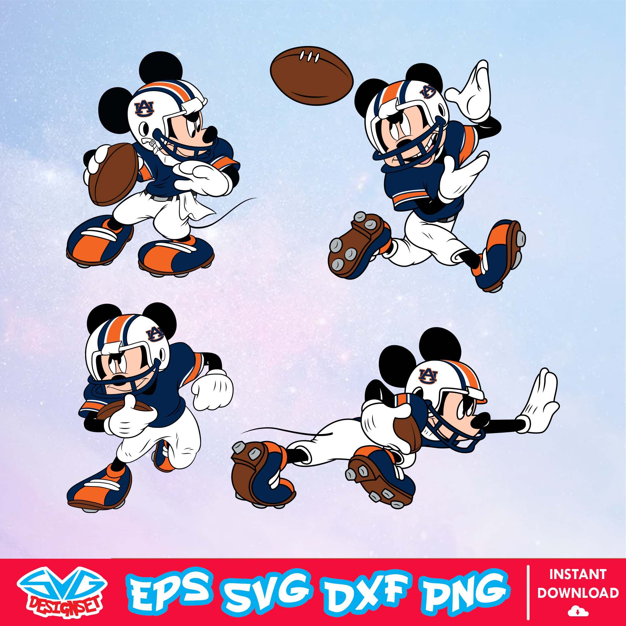 Auburn Tigers Mickey Mouse Disney SVG, NCAA SVG, Disney SVG, Vector, Cricut, Cut Files, Clipart, Digital Download Files - SVGDesignSet