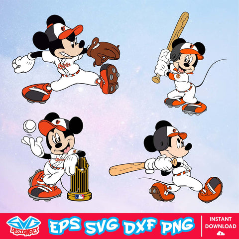 Baltimore Orioles Disney Mickey Mouse Team SVG, MLB SVG, Disney SVG, Cut Files, Cricut, Clipart, Silhouette, Printable, Download File - SVGDesignSet