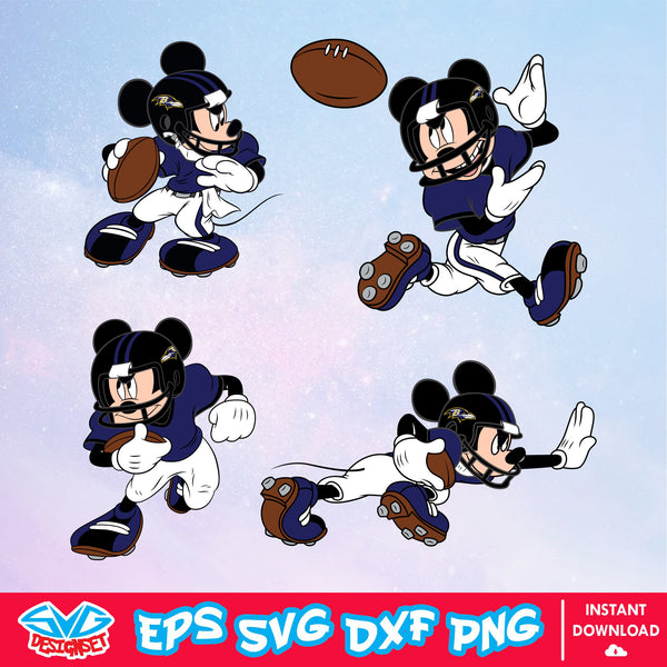 Baltimore Ravens Mickey Mouse Disney SVG, NFL SVG, Disney SVG, Vector, Cricut, Cut Files, Clipart, Digital Download File - SVGDesignSet