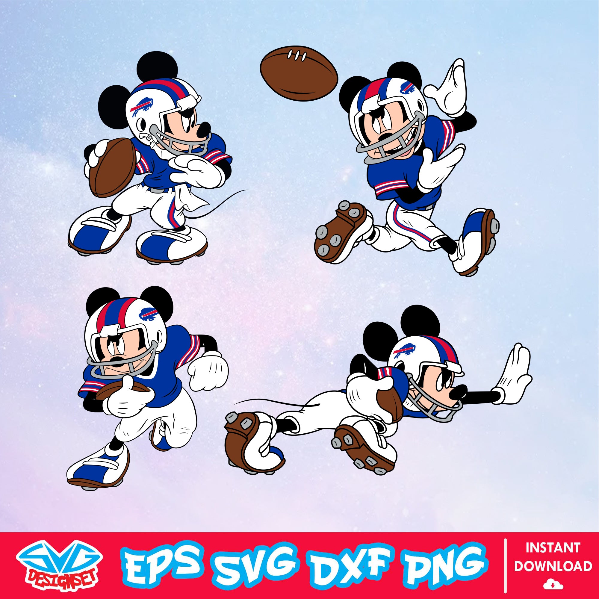 Buffalo Bills Mickey Mouse Disney SVG, NFL SVG, Disney SVG, Vector, Cricut, Cut Files, Clipart, Digital Download Files - SVGDesignSet