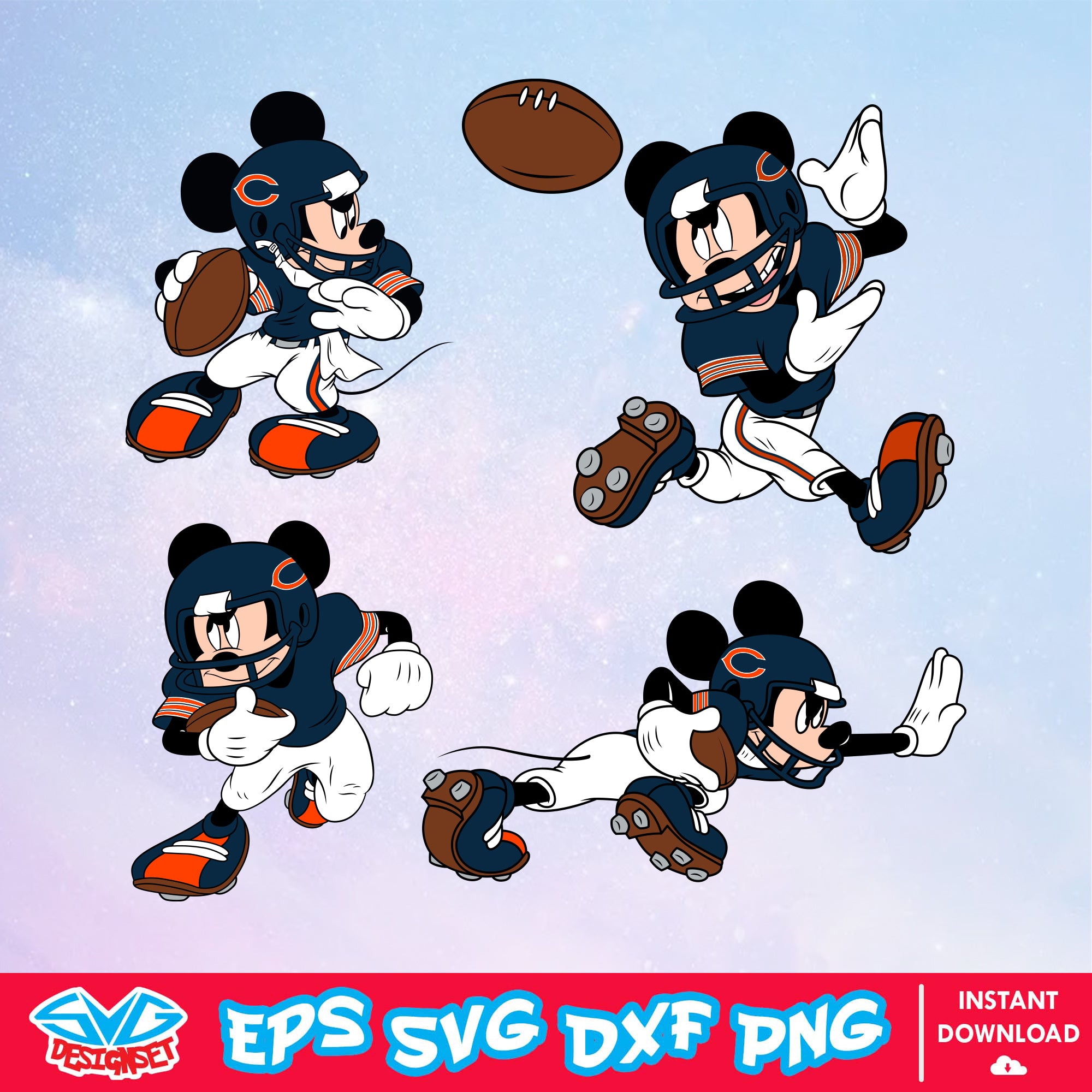 Chicago Bears Mickey Mouse Disney SVG, NFL SVG, Disney SVG, Vector, Cricut, Cut File, Clipart, Silhouette, Digital Files - SVGDesignSet