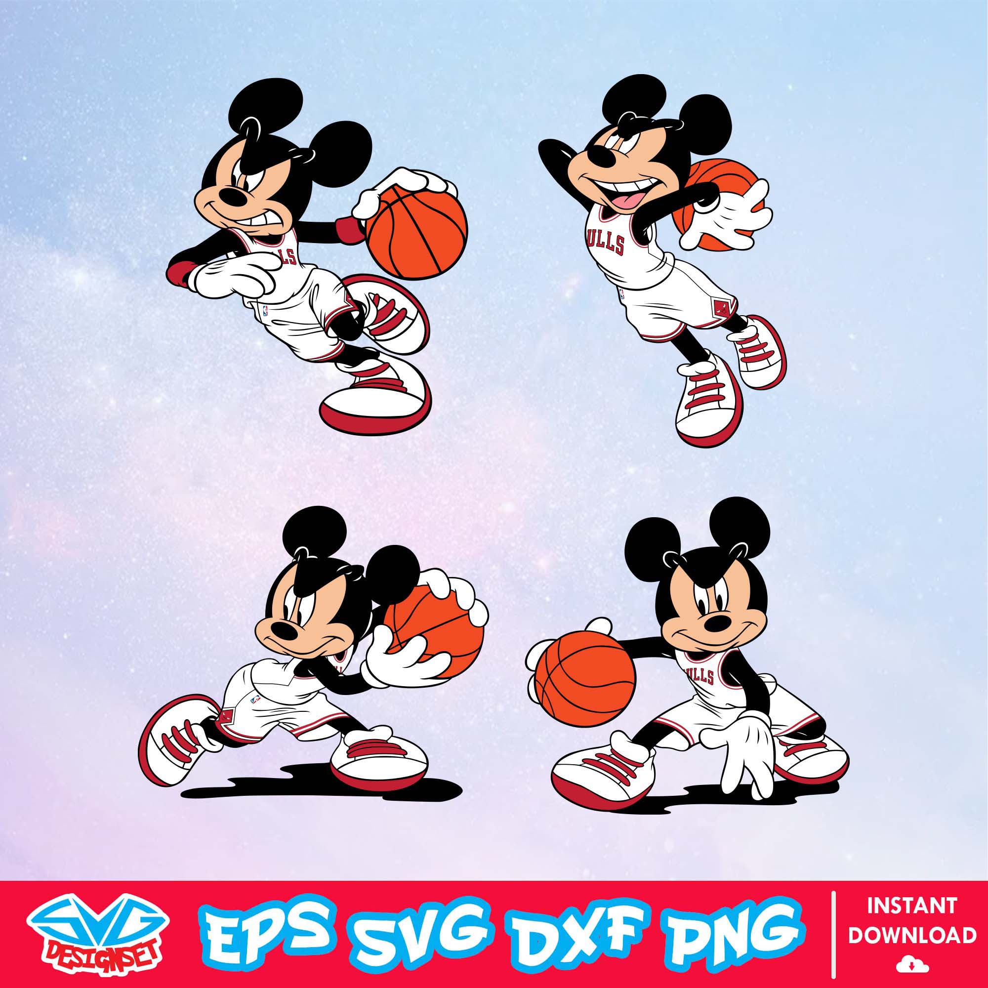 Chicago Bulls Mickey Mouse Disney SVG, NBA SVG, Disney SVG, Vector, Cricut, Cut Files, Clipart, Digital Download File - SVGDesignSet