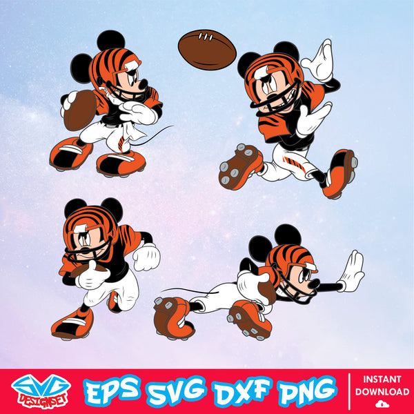 Cincinnati Bengals Mickey Mouse Disney SVG, NFL SVG, Disney SVG, Vector, Cricut, Cut File, Clipart, Digital Download - SVGDesignSet