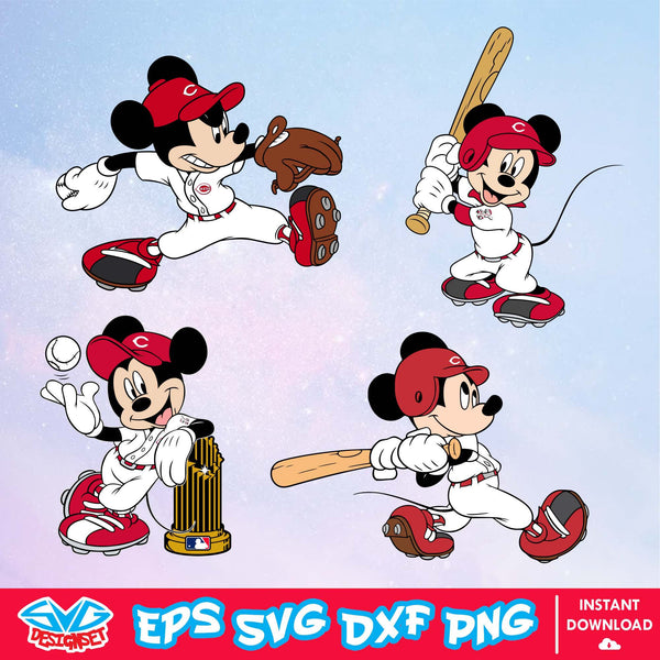 Cincinnati Reds Disney Mickey Mouse Team SVG, MLB SVG, Disney SVG, Cut Files, Cricut, Clipart, Silhouette, Printable, Download File - SVGDesignSet