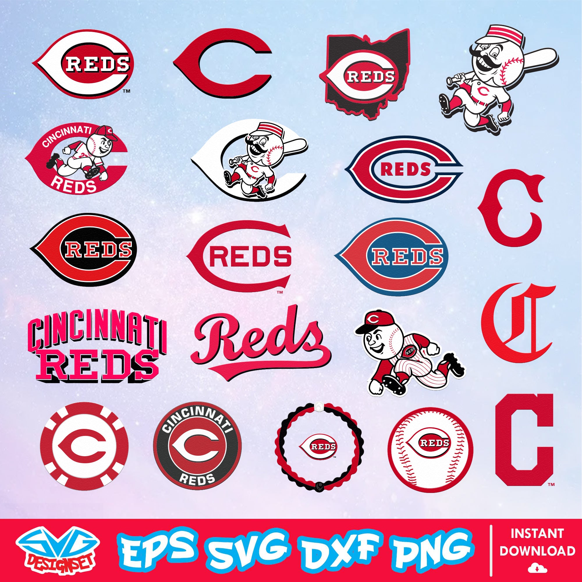 Cincinnati Reds Team Svg, Dxf, Eps, Png, Clipart, Silhouette and Cutfiles - SVGDesignSet