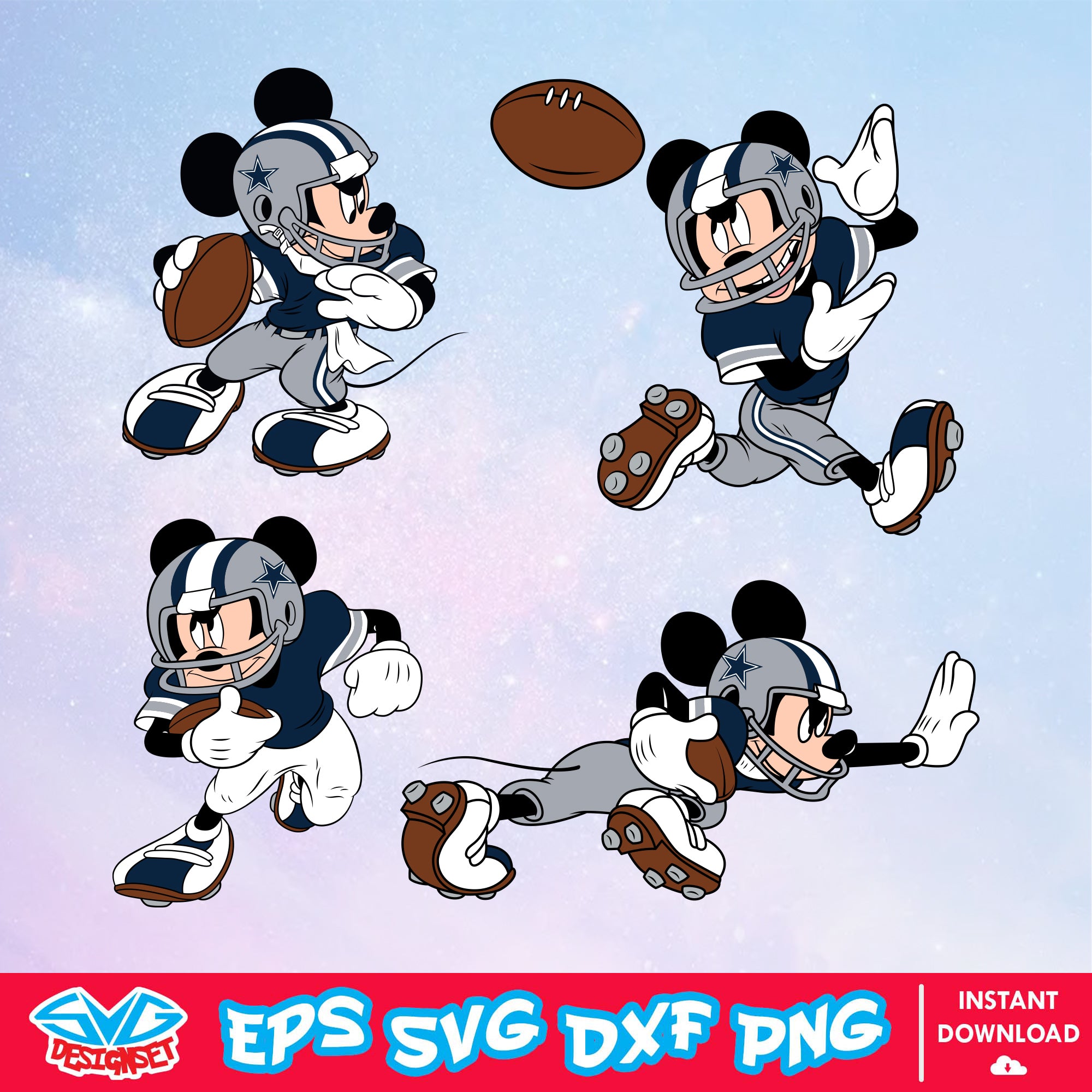 Dallas Cowboys Mickey Mouse Disney SVG, NFL SVG, Disney SVG, Vector, Cricut, Cut Files, Clipart, Digital Download Files - SVGDesignSet