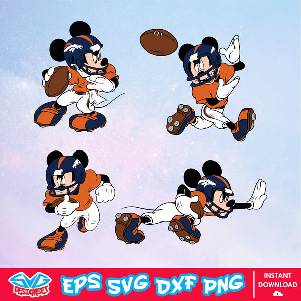 Denver Broncos Mickey Mouse Disney SVG, NFL SVG, Disney SVG, Vector, Cricut, Cut Files, Clipart, Digital Download Files - SVGDesignSet