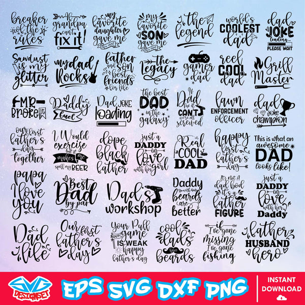 Father's Day Big Bundle Svg, Dxf, Eps, Png, Clipart, Silhouette, and Cut files for Cricut & Silhouette Cameo