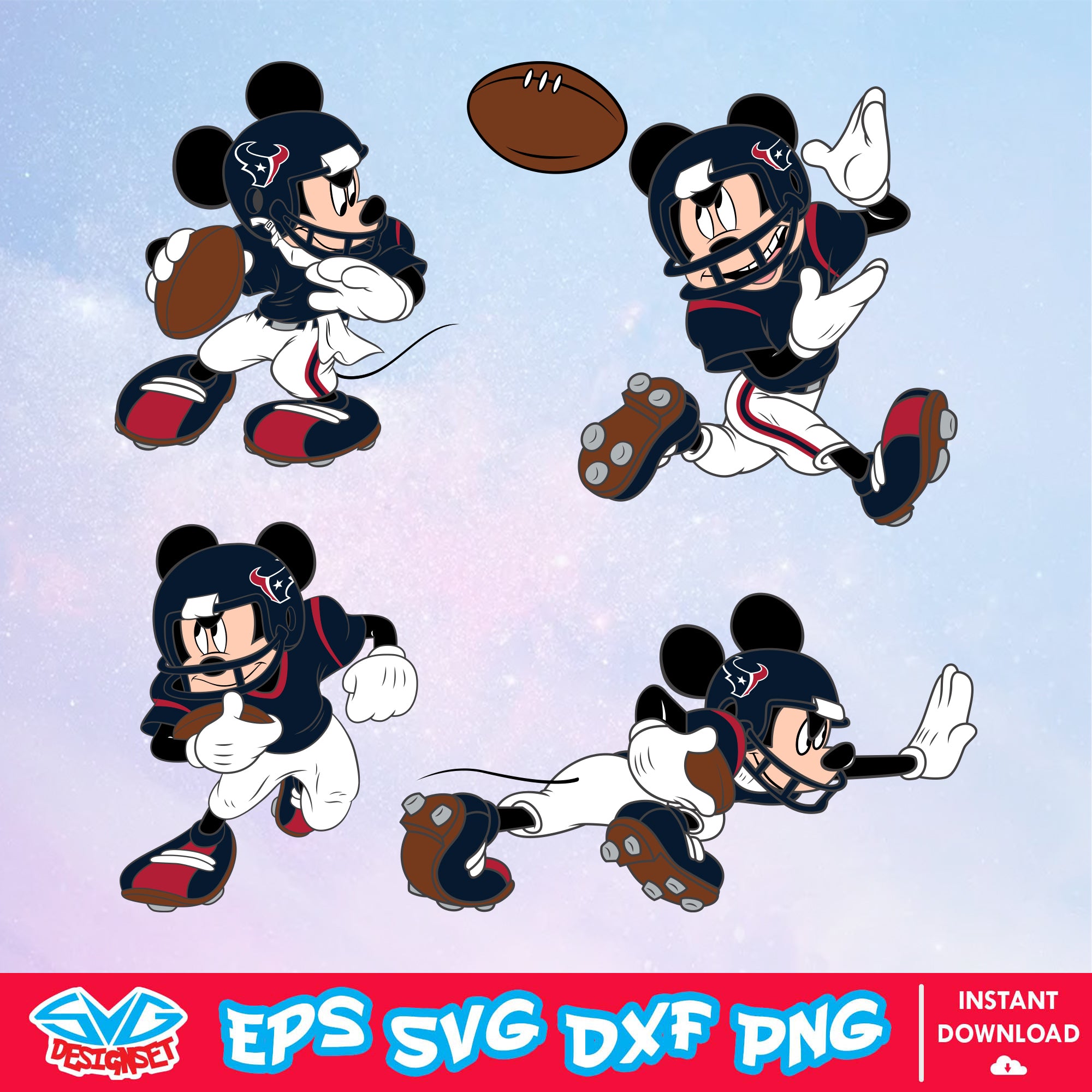 Houston Texans Mickey Mouse Disney SVG, NFL SVG, Disney SVG, Vector, Cricut, Cut Files, Clipart, Digital Download Files - SVGDesignSet