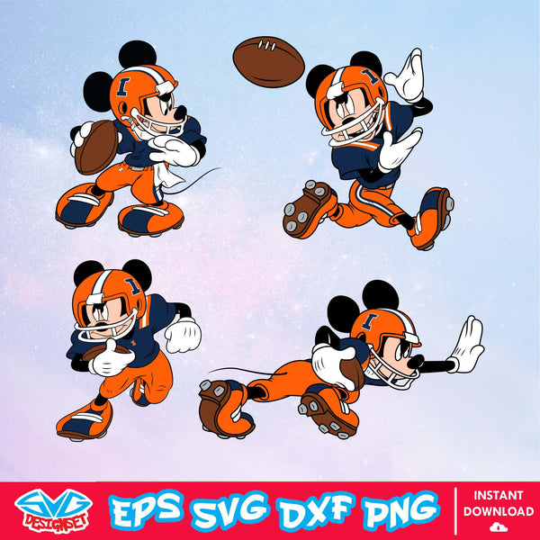 Illinois Fighting Illini Mickey Mouse Disney SVG, NCAA SVG, Disney SVG, Vector, Cricut, Cut Files, Clipart, Digital File - SVGDesignSet