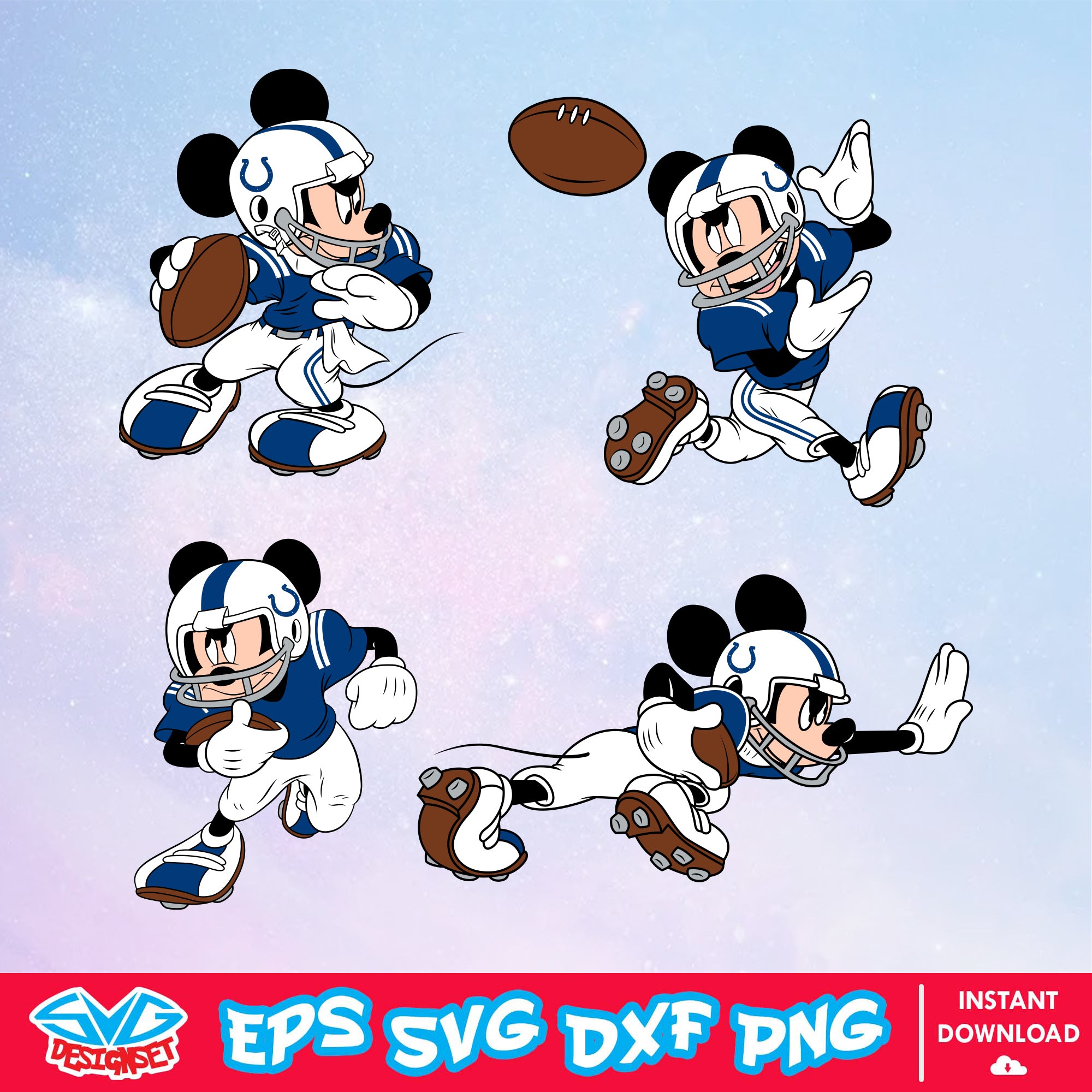 Indianapolis Colts Mickey Mouse Disney SVG, NFL SVG, Disney SVG, Vector, Cricut, Cut File, Clipart, Digital Download - SVGDesignSet