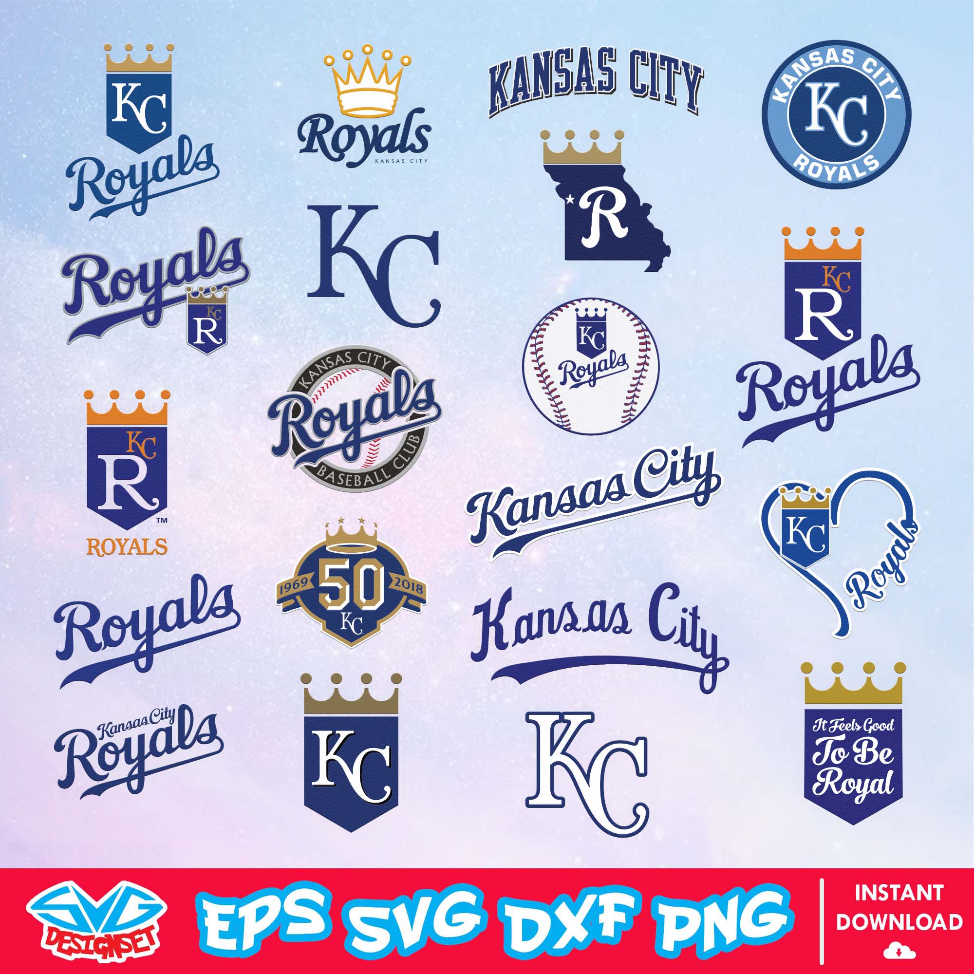 Kansas City Royals Team Svg, Dxf, Eps, Png, Clipart, Silhouette and Cutfiles - SVGDesignSet