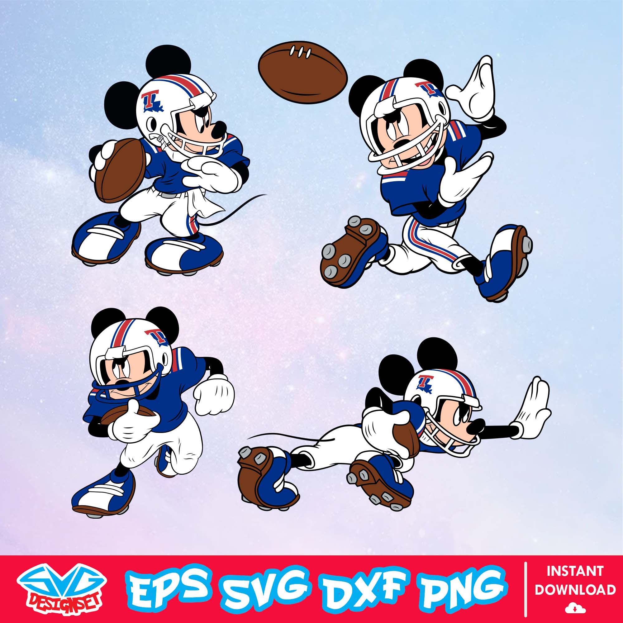 LA Tech Bulldogs Mickey Mouse Disney SVG, NCAA SVG, Disney SVG, Vector, Cricut, Cut Files, Clipart, Digital Download - SVGDesignSet