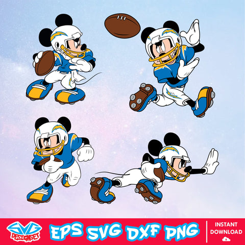 Los Angeles Chargers Mickey Mouse Disney SVG, NFL SVG, Disney SVG, Vector, Cricut, Cut Files, Clipart, Digital Download - SVGDesignSet