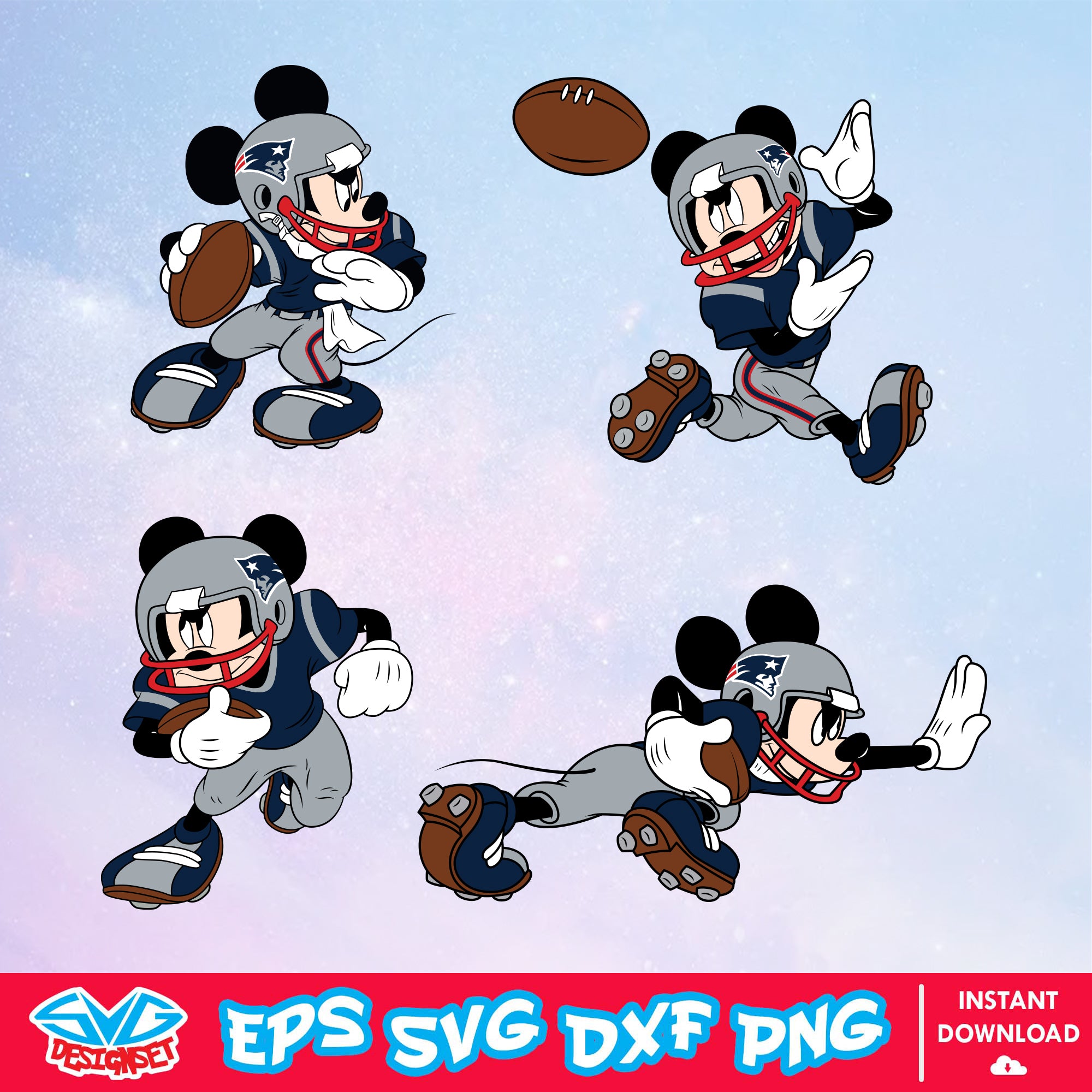 New England Patriots Mickey Mouse Disney SVG, NFL SVG, Disney SVG, Vector, Cricut, Cut Files, Clipart, Digital Download - SVGDesignSet