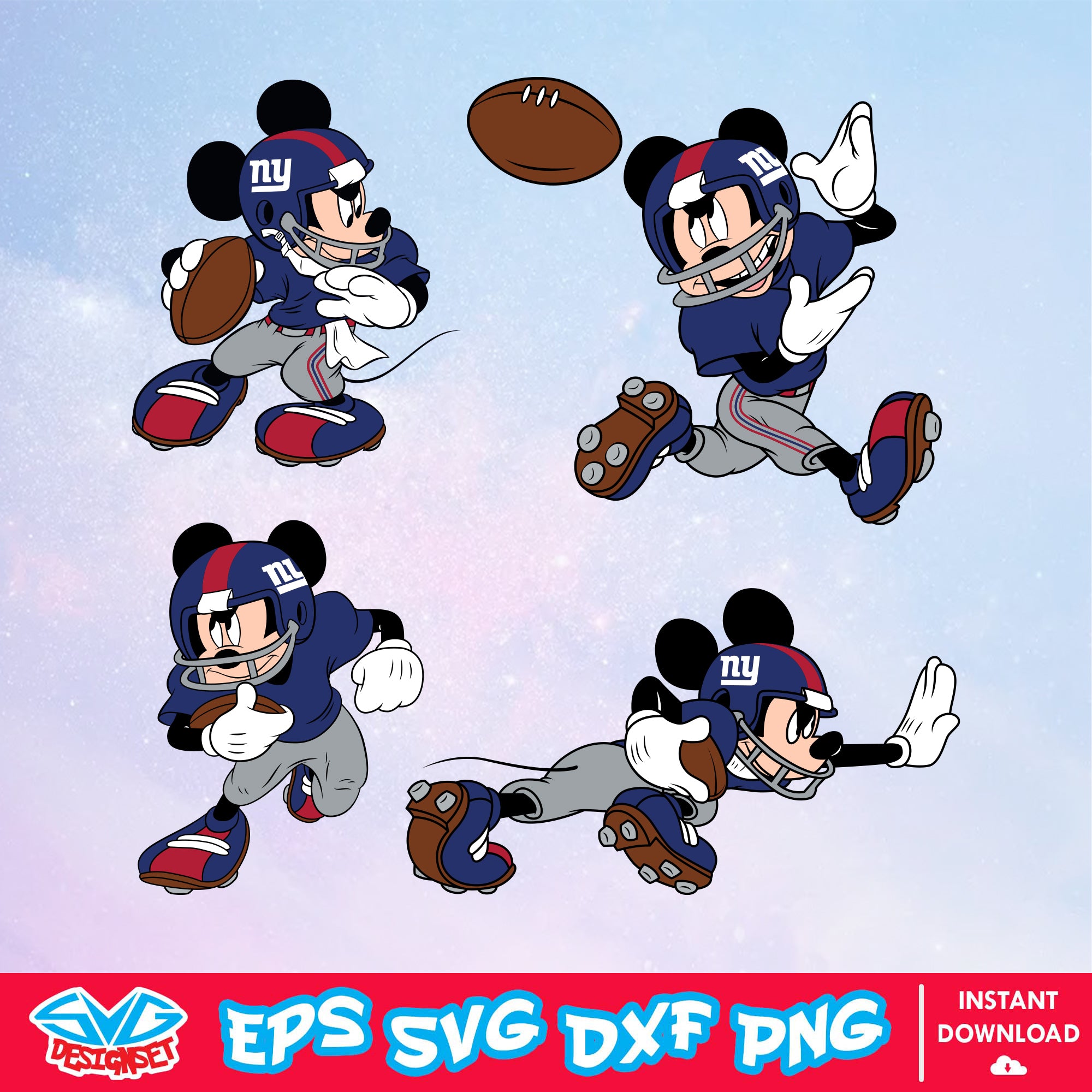 New York Giants Mickey Mouse Disney SVG, NFL SVG, Disney SVG, Vector, Cricut, Cut Files, Clipart, Digital Download Files - SVGDesignSet