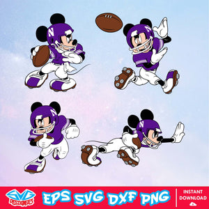 Northwestern Wildcats Mickey Mouse Disney SVG, NCAA SVG, Disney SVG, Vector, Cricut, Cut Files, Clipart, Download Files - SVGDesignSet