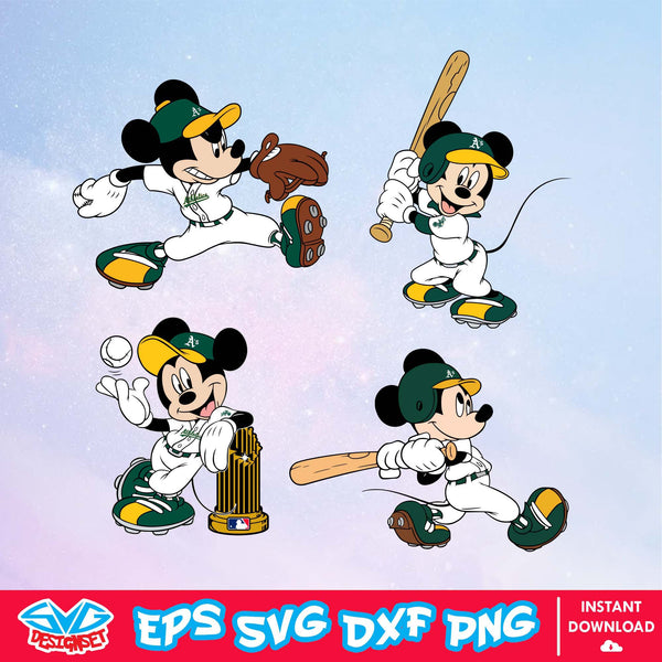 Oakland Athletics Disney Mickey Mouse Team SVG, MLB SVG, Disney SVG, Cut Files, Cricut, Clipart, Silhouette, Printable, Download File - SVGDesignSet