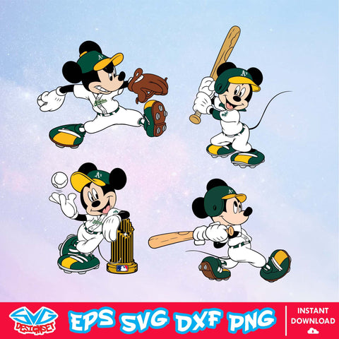 Oakland Athletics Disney Mickey Mouse Team SVG, MLB SVG, Disney SVG, Cut Files, Cricut, Clipart, Silhouette, Printable, Download File - SVGDesignSet