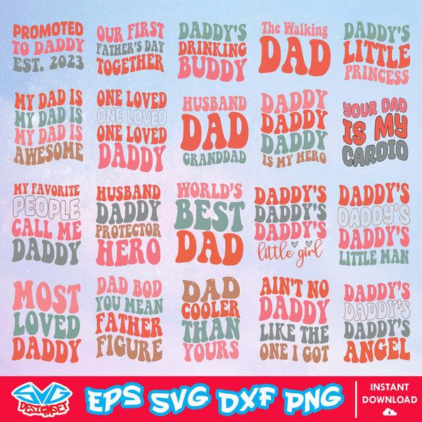 Retro Father's Day Bundle Svg, Dxf, Eps, Png, Clipart, Silhouette, and Cut files for Cricut & Silhouette Cameo 1 - SVGDesignSet
