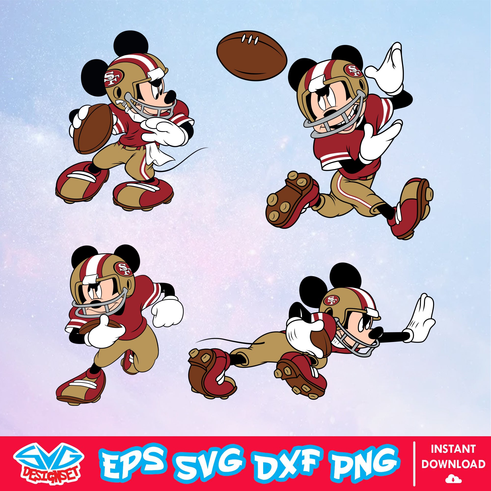 San Francisco 49ers Mickey Mouse Disney SVG, NFL SVG, Disney SVG, Vector, Cricut, Cut Files, Clipart, Digital Download - SVGDesignSet