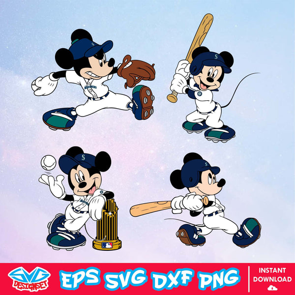 Seattle Mariners Disney Mickey Mouse Team SVG, MLB SVG, Disney SVG, Cut Files, Cricut, Clipart, Silhouette, Printable, Download File - SVGDesignSet