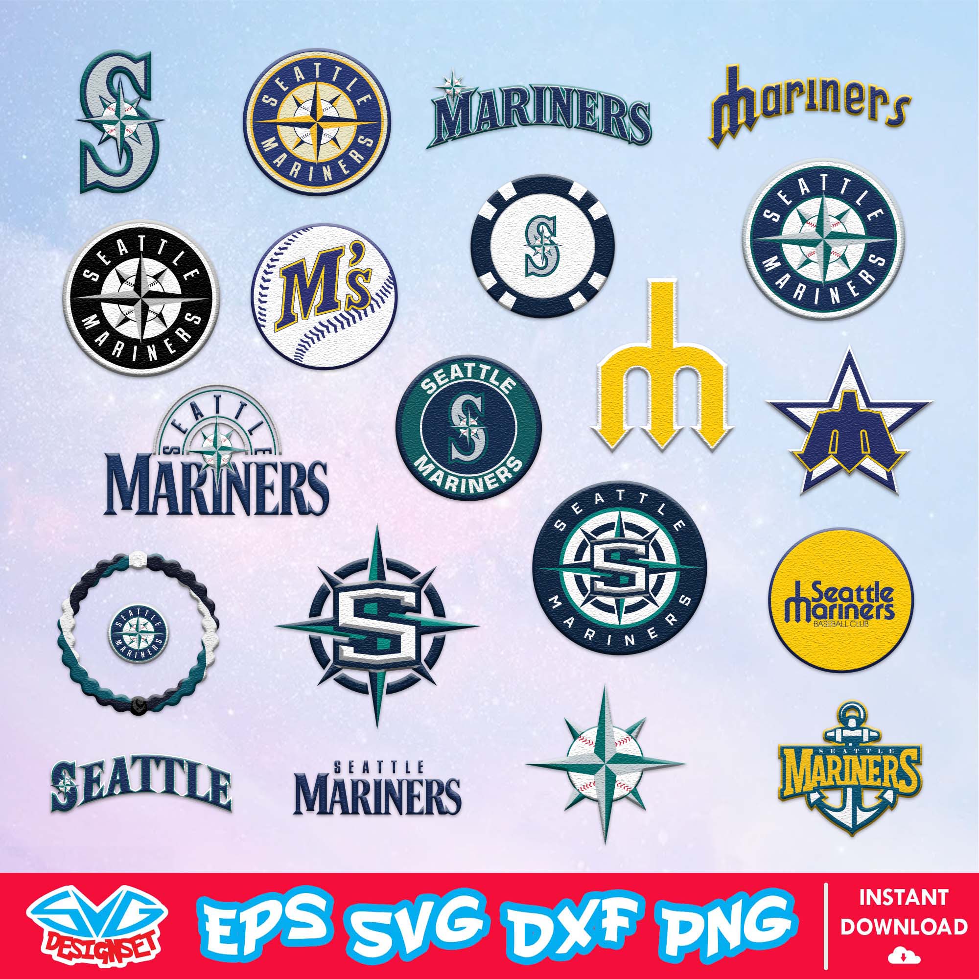 Seattle Mariners Team Svg, Dxf, Eps, Png, Clipart, Silhouette and Cutfiles - SVGDesignSet