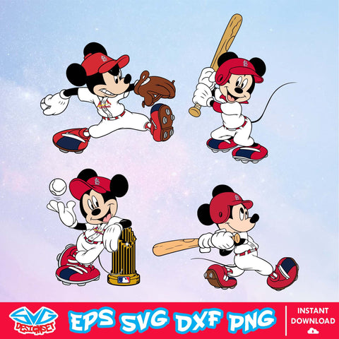 St. Louis Cardinals Disney Mickey Mouse Team SVG, MLB SVG, Disney SVG, Cut Files, Cricut, Clipart, Silhouette, Printable, Download File - SVGDesignSet