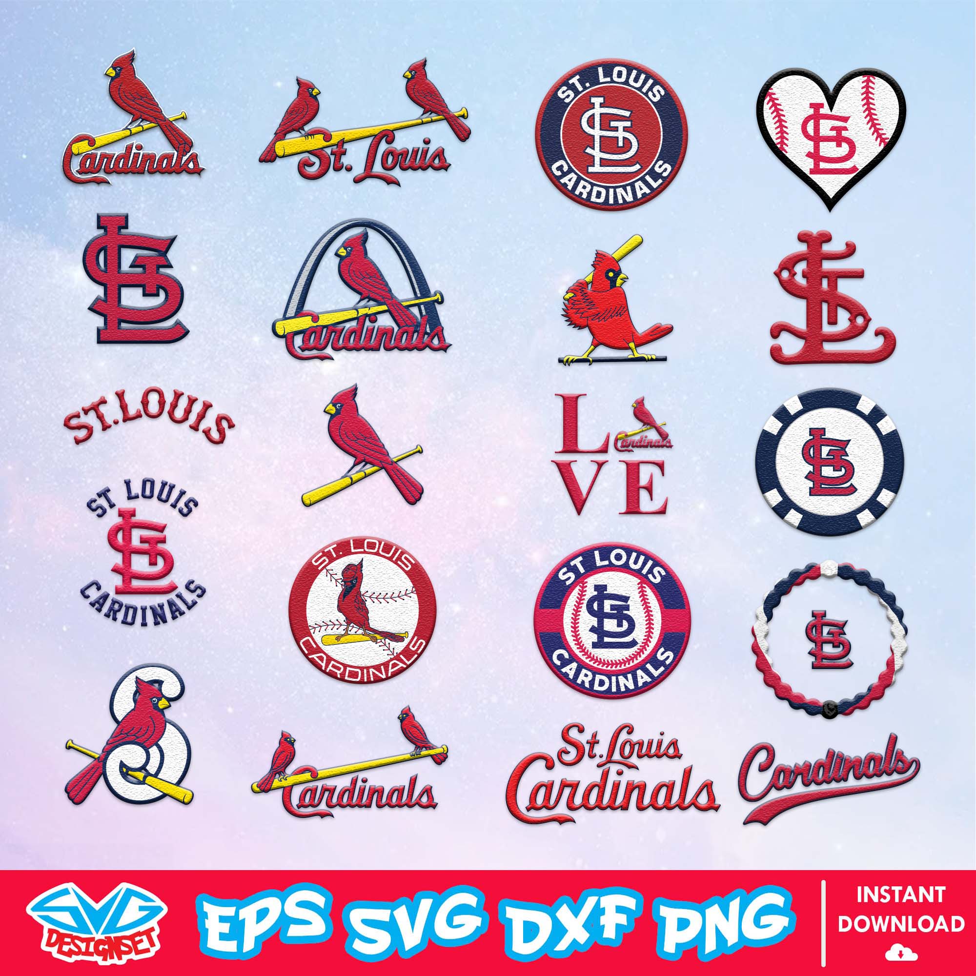 St. Louis Cardinals Team Svg, Dxf, Eps, Png, Clipart, Silhouette and Cutfiles - SVGDesignSet