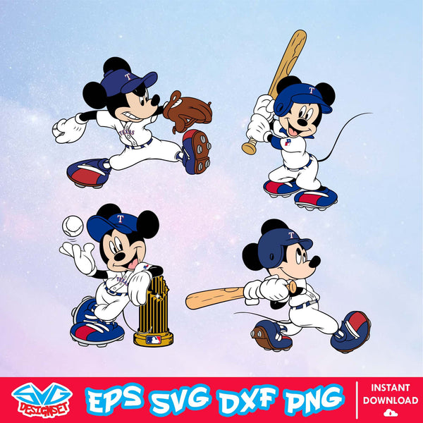 Texas Rangers Disney Mickey Mouse Team SVG, MLB SVG, Disney SVG, Cut Files, Cricut, Clipart, Silhouette, Printable, Download File - SVGDesignSet