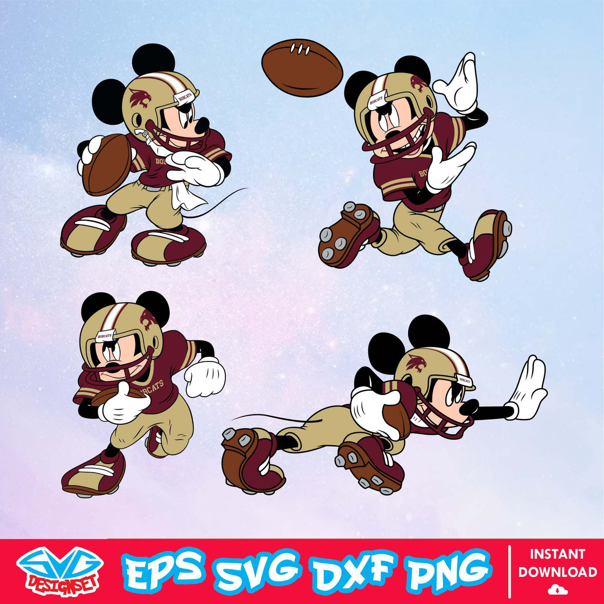 Texas Mickey Rye Texas State Bobcats Mickey Mouse Disney SVG, NCAA SVG, Disney SVG, Vec
