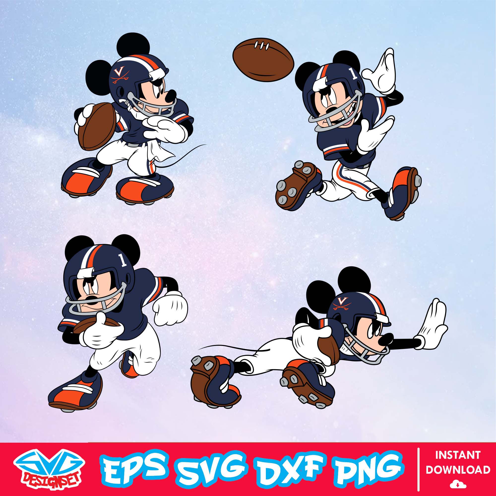 Virginia Cavaliers Mickey Mouse Disney SVG, NCAA SVG, Disney SVG, Vector, Cricut, Cut Files, Clipart, Digital Download - SVGDesignSet