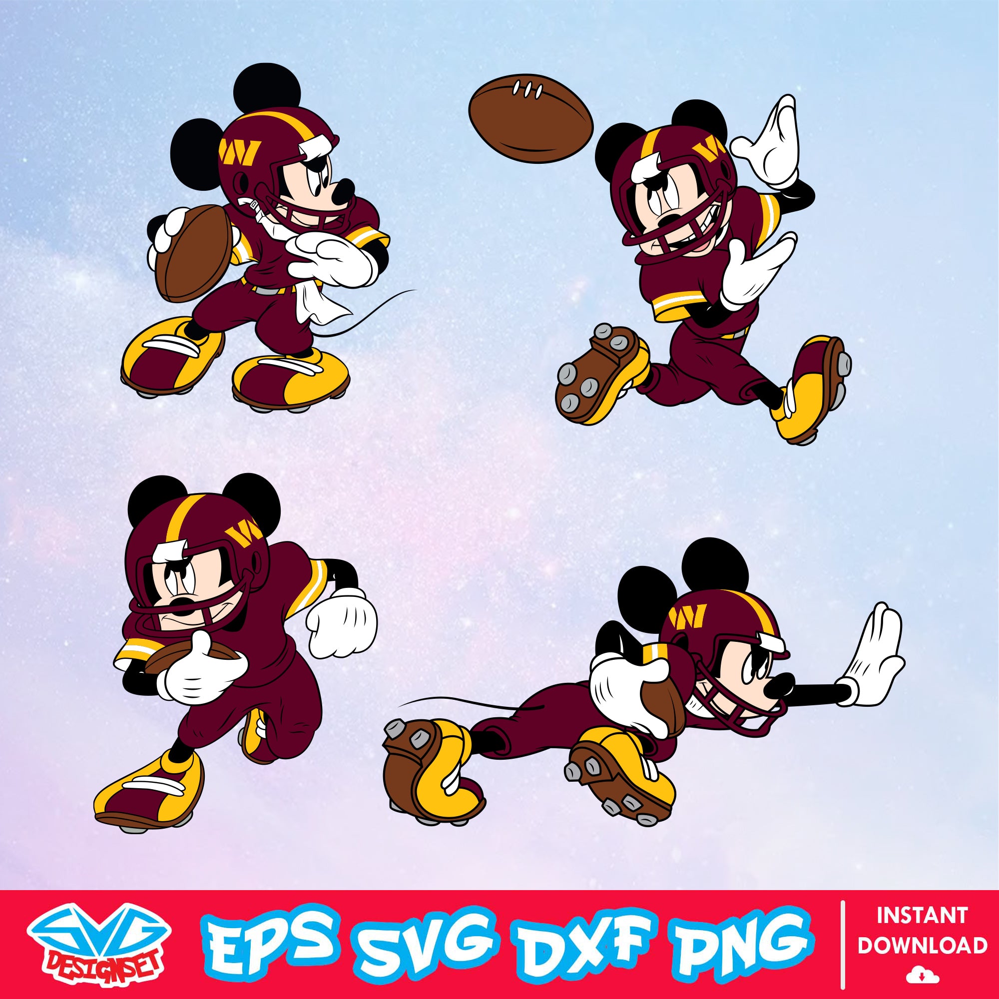 Washington Commanders Mickey Mouse Disney SVG, NFL SVG, Disney SVG, Vector, Cricut, Cut Files, Clipart, Digital Download - SVGDesignSet