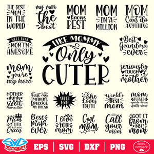 Happy Mother's Day Bundle Svg, Dxf, Eps, Png, Clipart, Silhouette and Cutfiles #1a - SVGDesignSets
